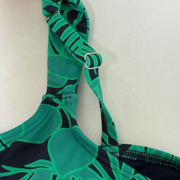 Lands End Tankini Swim Top Size M 8 10 Green Floral Built In Bra Adjustable - Picture 6 of 12
